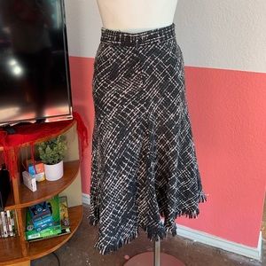 ModCloth Black vintage-style Midi Skirt with Frayed Hem (size Medium)